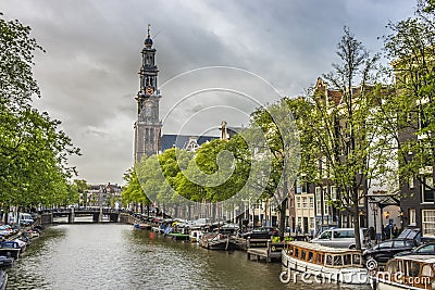 Western church in Amsterdam, Netherlands. Editorial Stock Photo